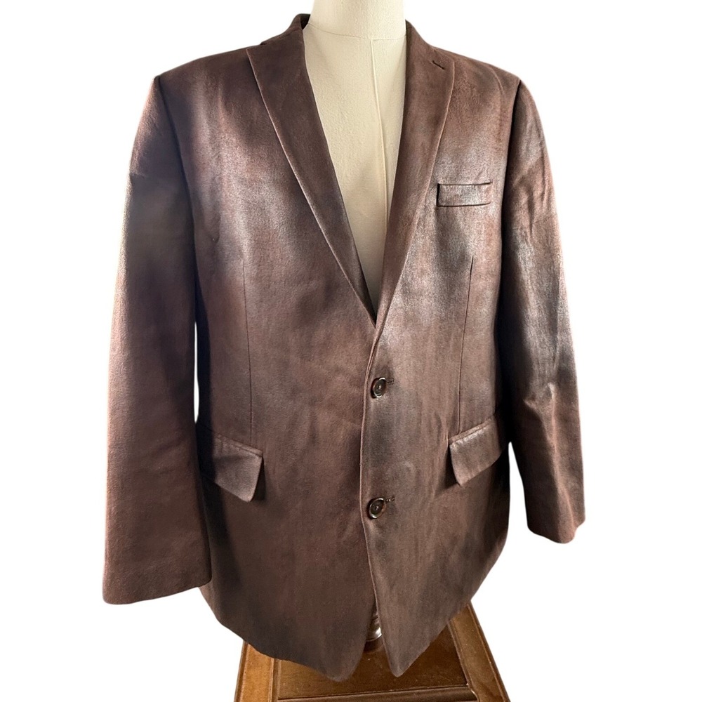 Michael Kors Blazer Mens 46 Brown Good Distressed Leather Sport Coat 2 Button